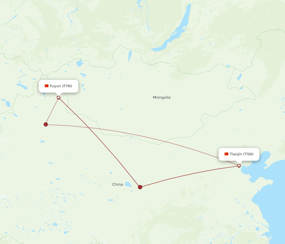FYN-TSN flight routes
