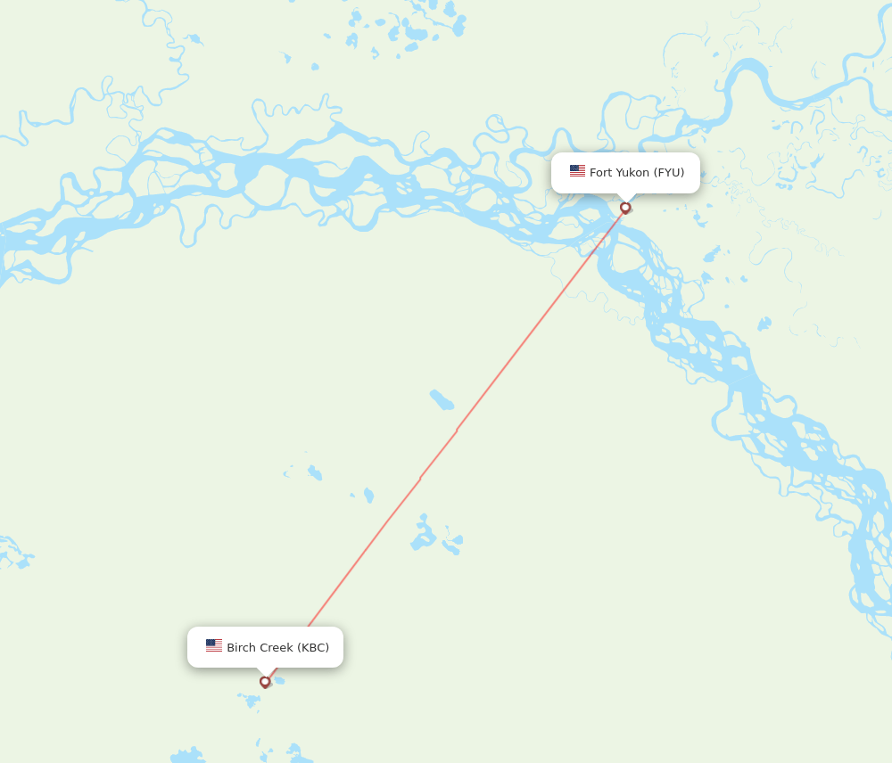 Fort Yukon - Birch Creek route map and flight paths