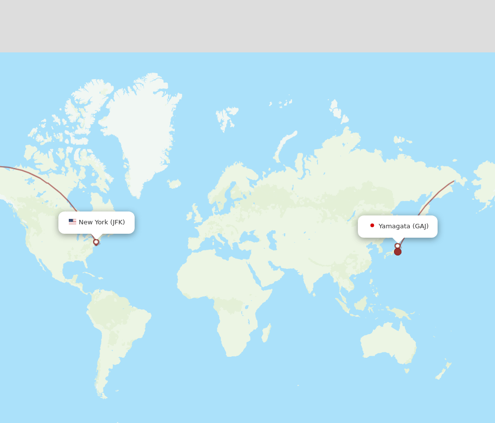 GAJ to JFK flights and routes map