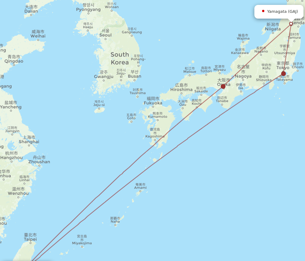 GAJ-KHH flight routes