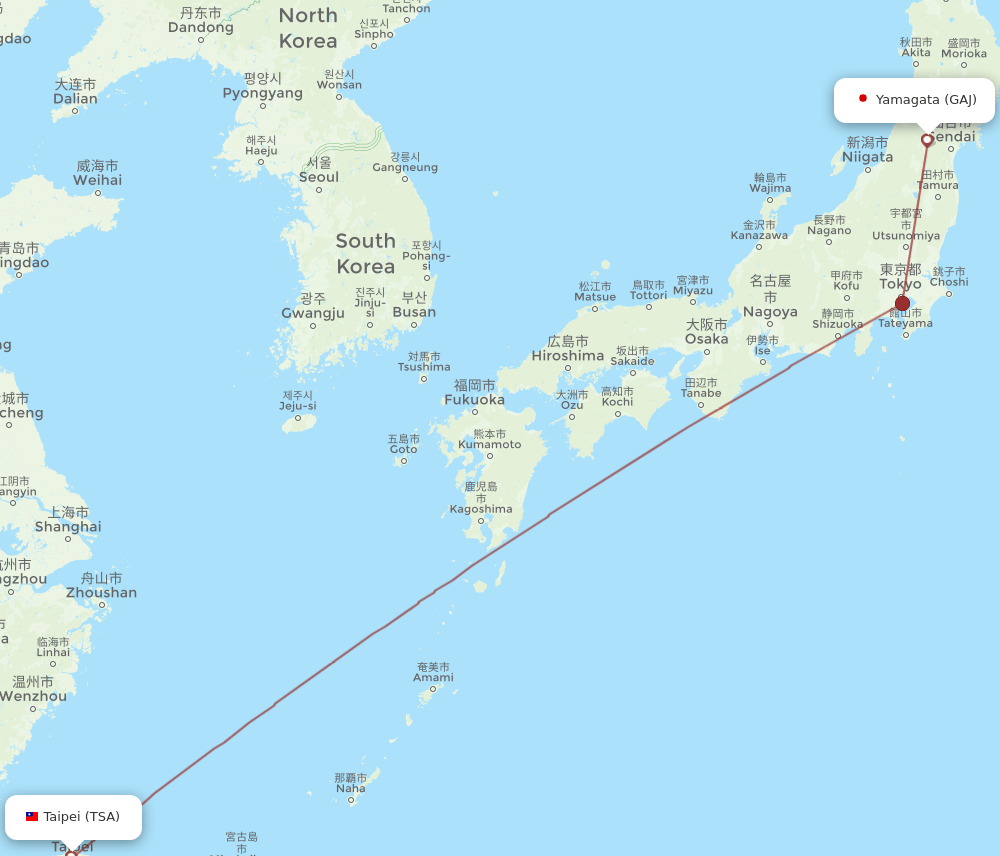 GAJ-TSA flight routes