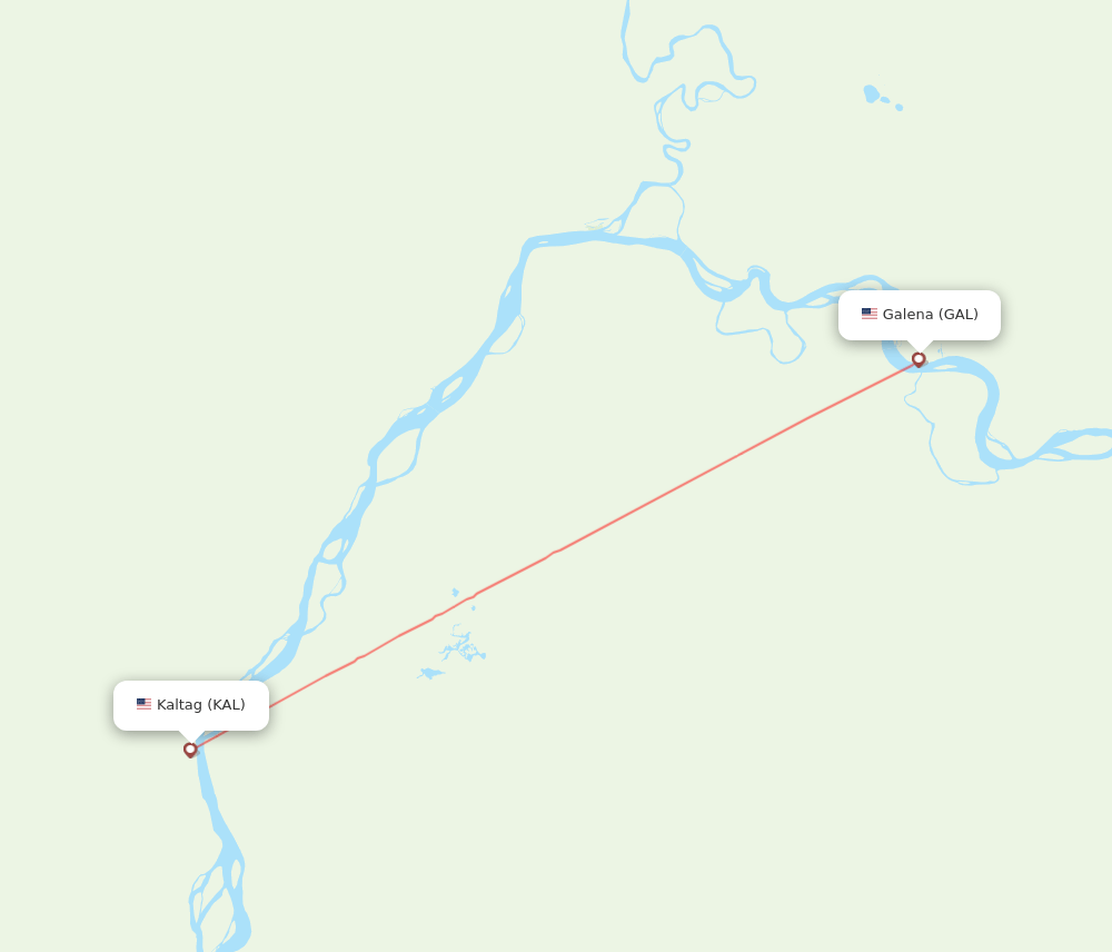 GAL to KAL flights and routes map