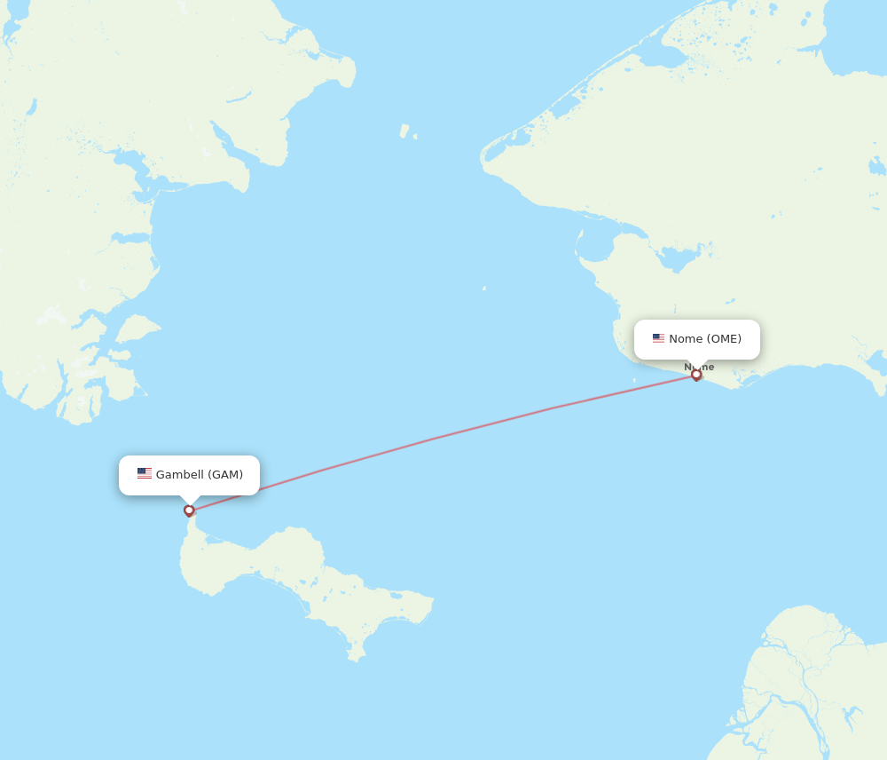 Gambell - Nome route map and flight paths