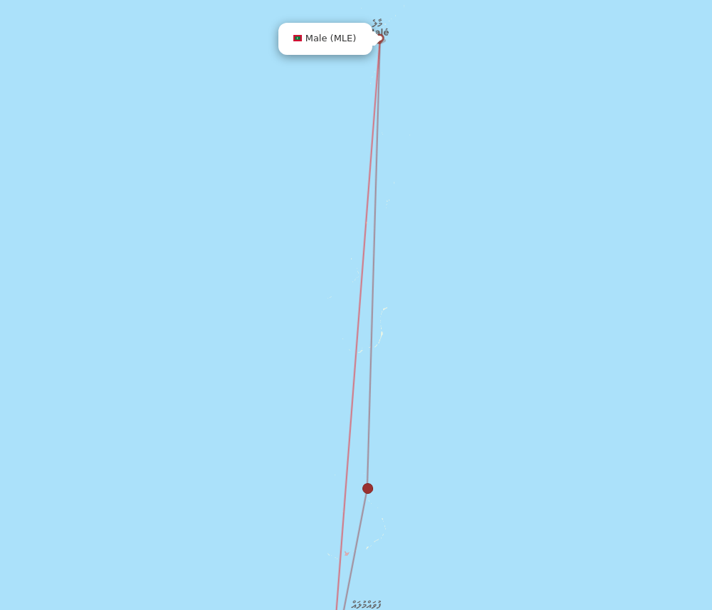 Male - Gan Island route map and flight paths