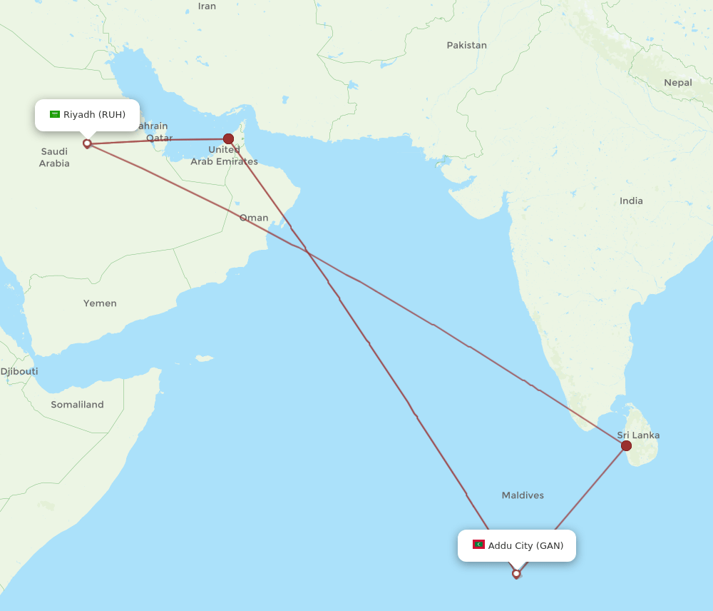 GAN-RUH flight routes