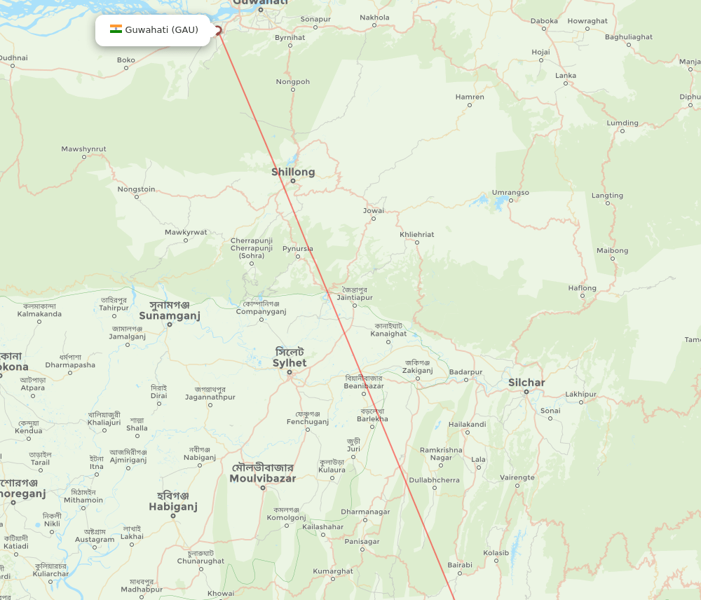 GAU-AJL flight routes