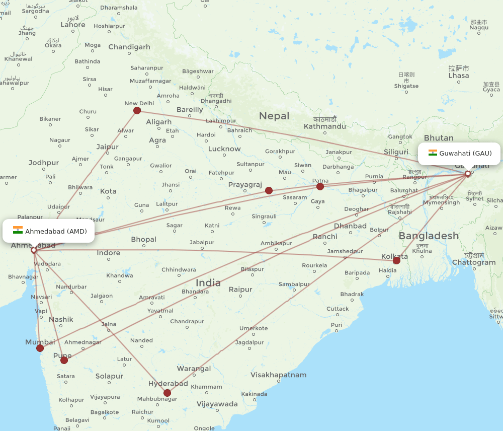 GAU-AMD flight routes