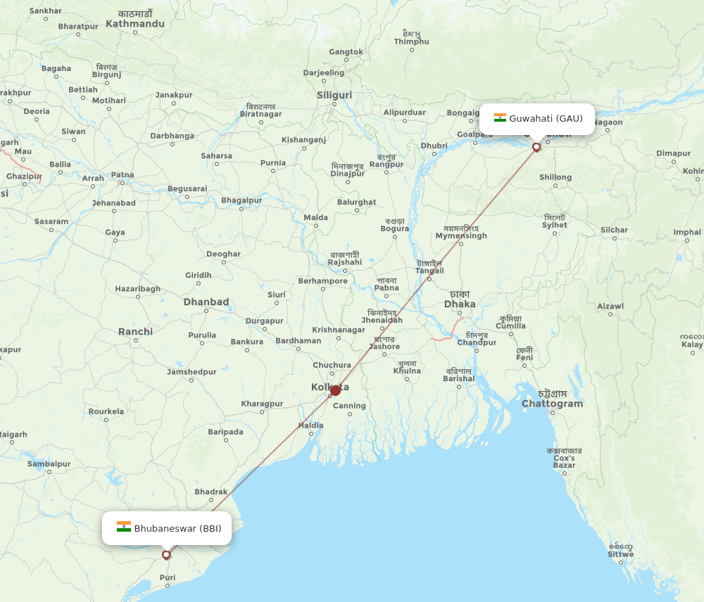 GAU-BBI flight routes