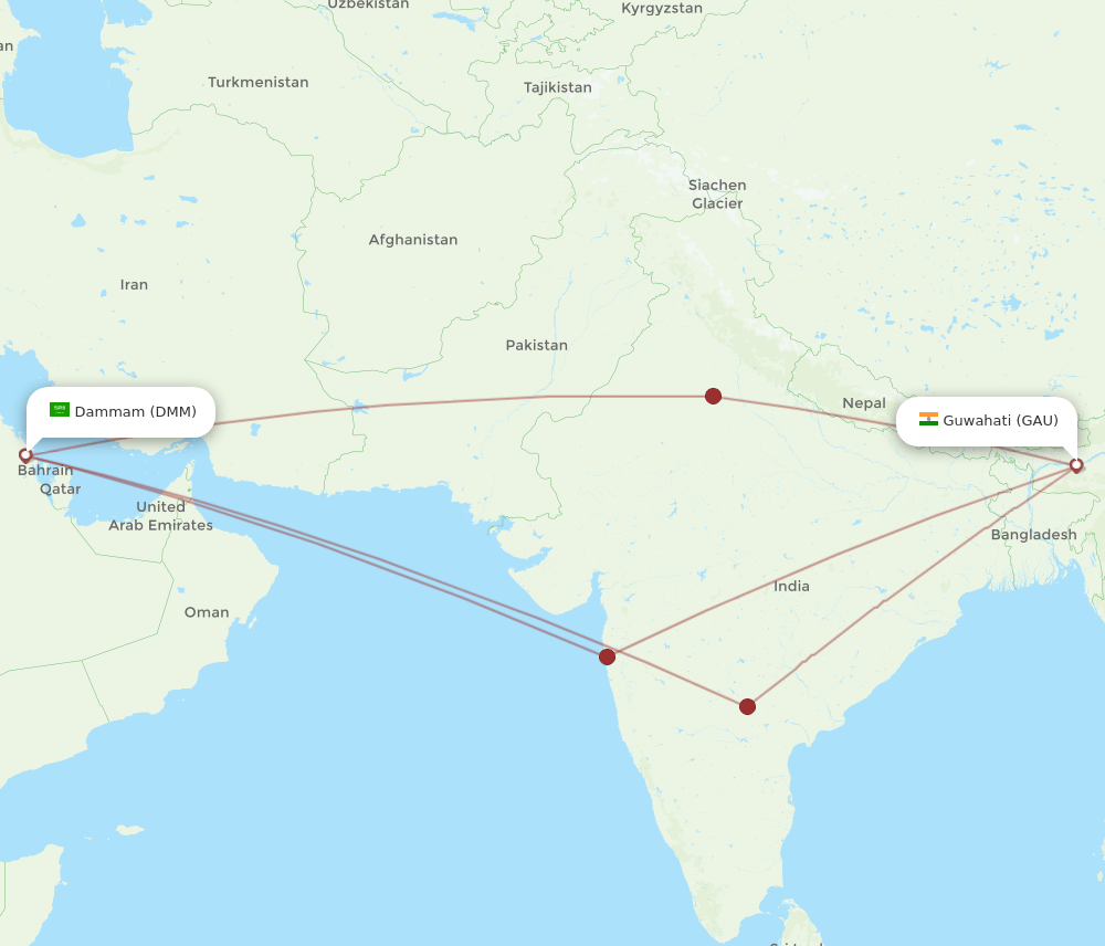 GAU-DMM flight routes