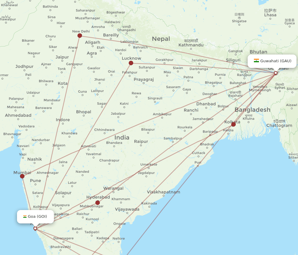 GAU-GOI flight routes