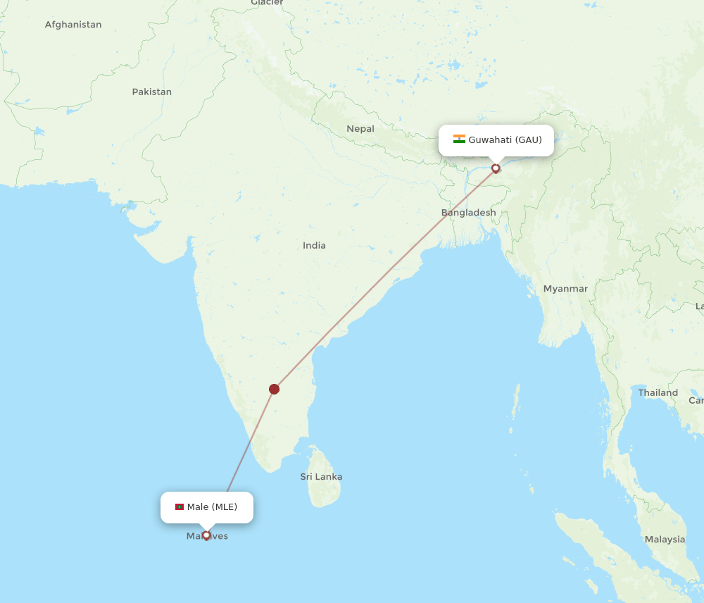 GAU to MLE flights and routes map