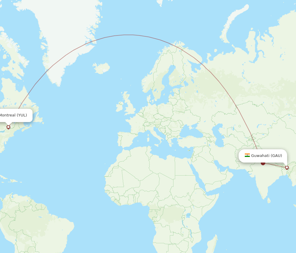 GAU-YUL flight routes
