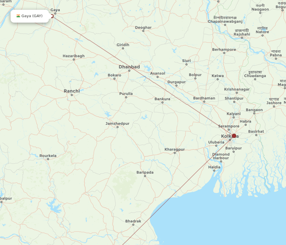 BBI to GAY flights and routes map