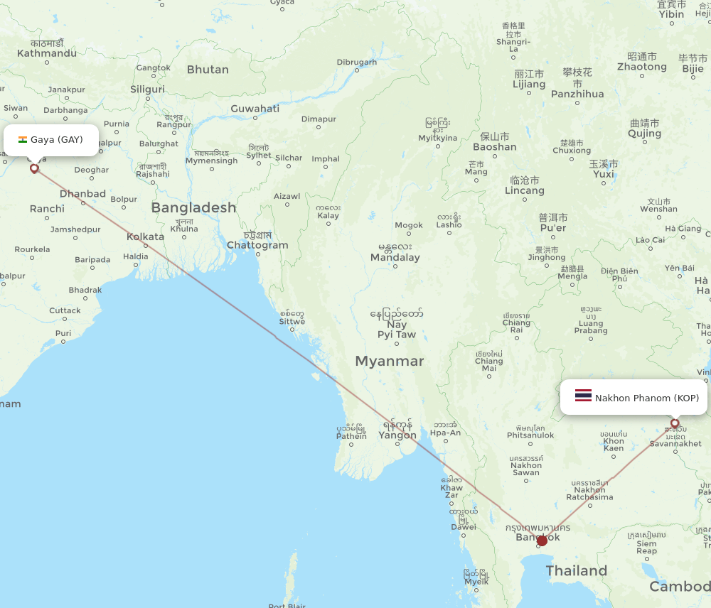 GAY-KOP flight routes