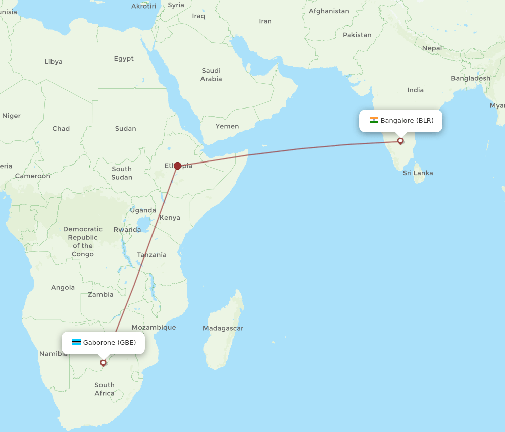 GBE-BLR flight routes