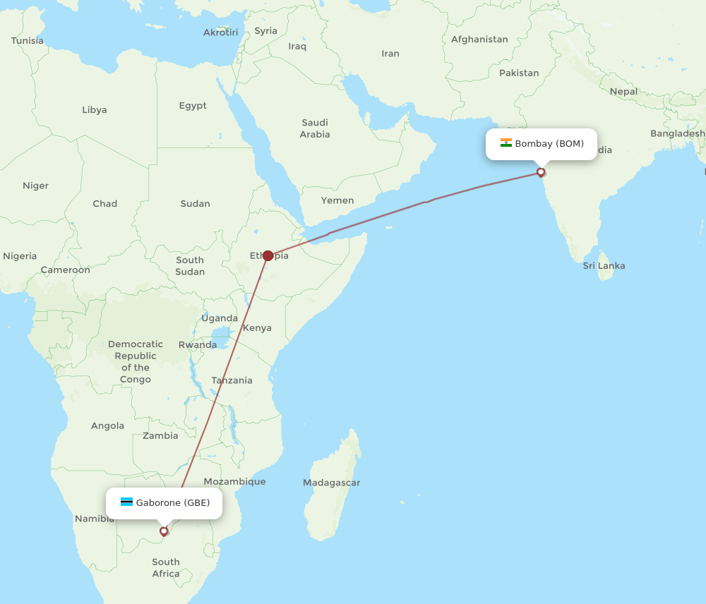 GBE-BOM flight routes