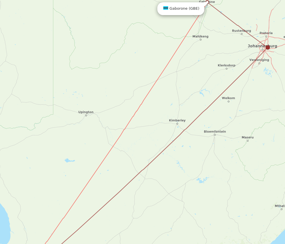 GBE to CPT flights and routes map