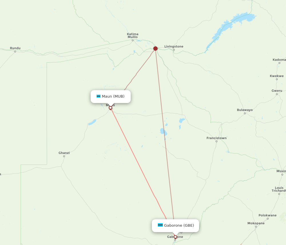 GBE to MUB flights and routes map