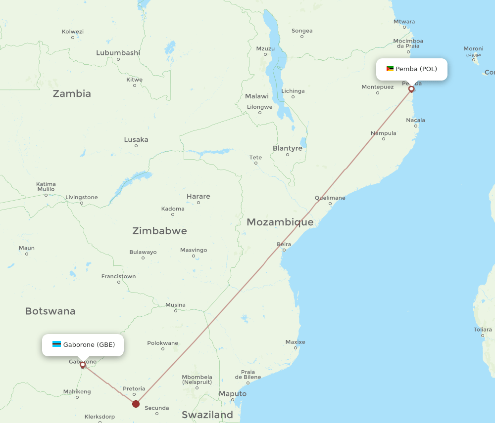 GBE-POL flight routes