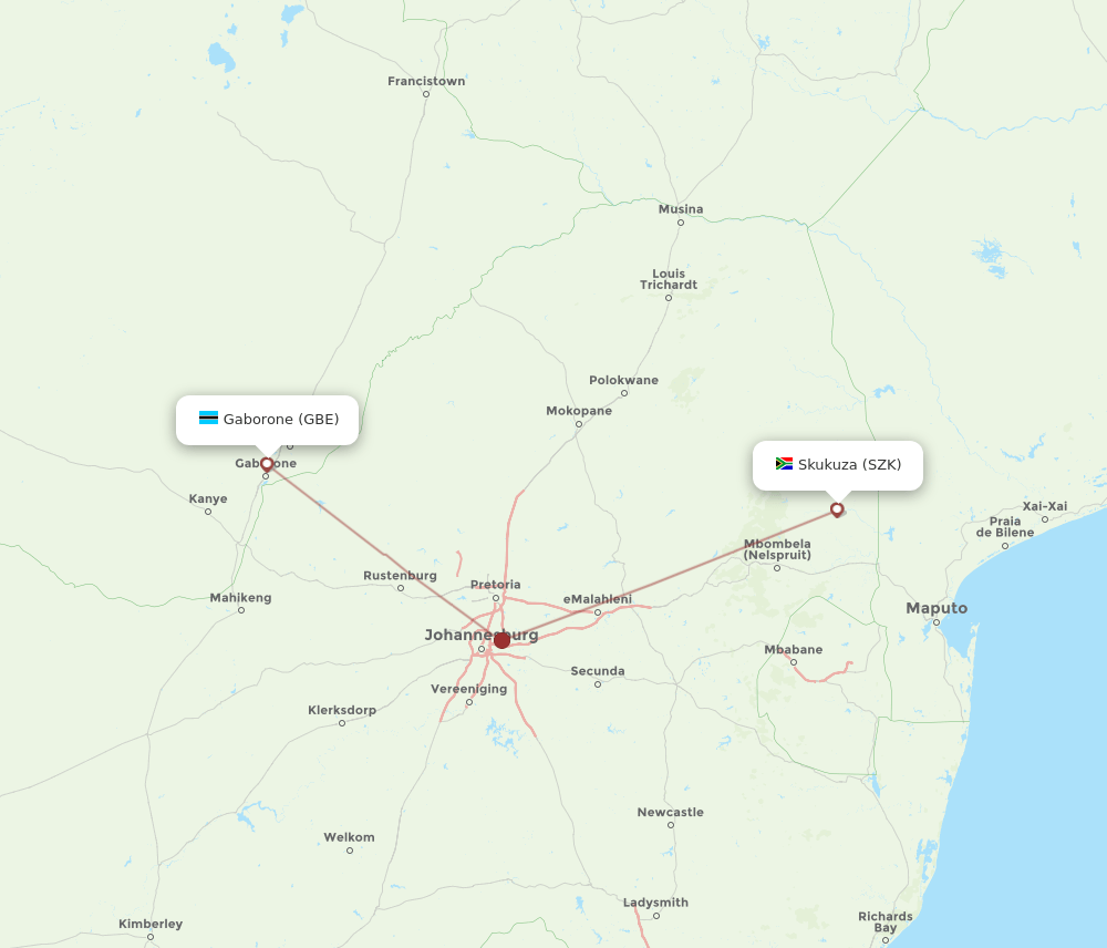 GBE-SZK flight routes
