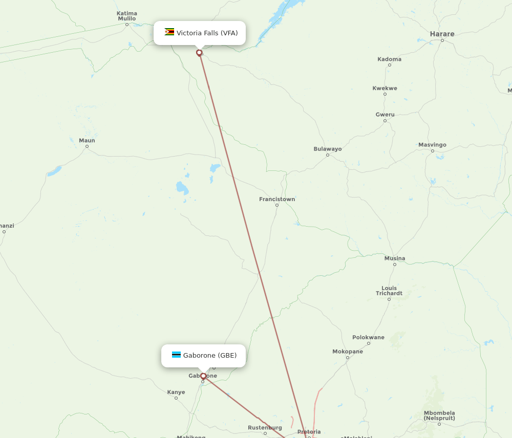 GBE to VFA flights and routes map