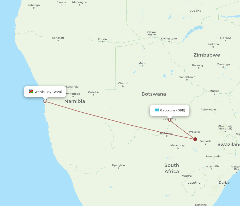 GBE-WVB flight routes
