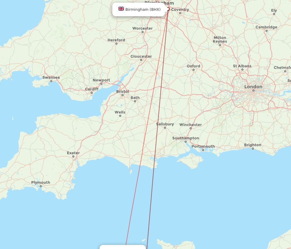 GCI-BHX flight routes