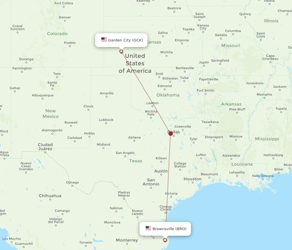 GCK-BRO flight routes