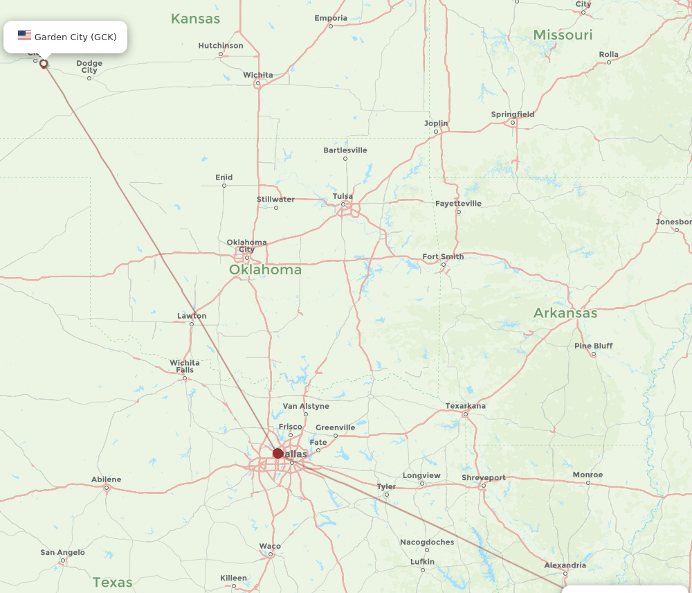 GCK-BTR flight routes