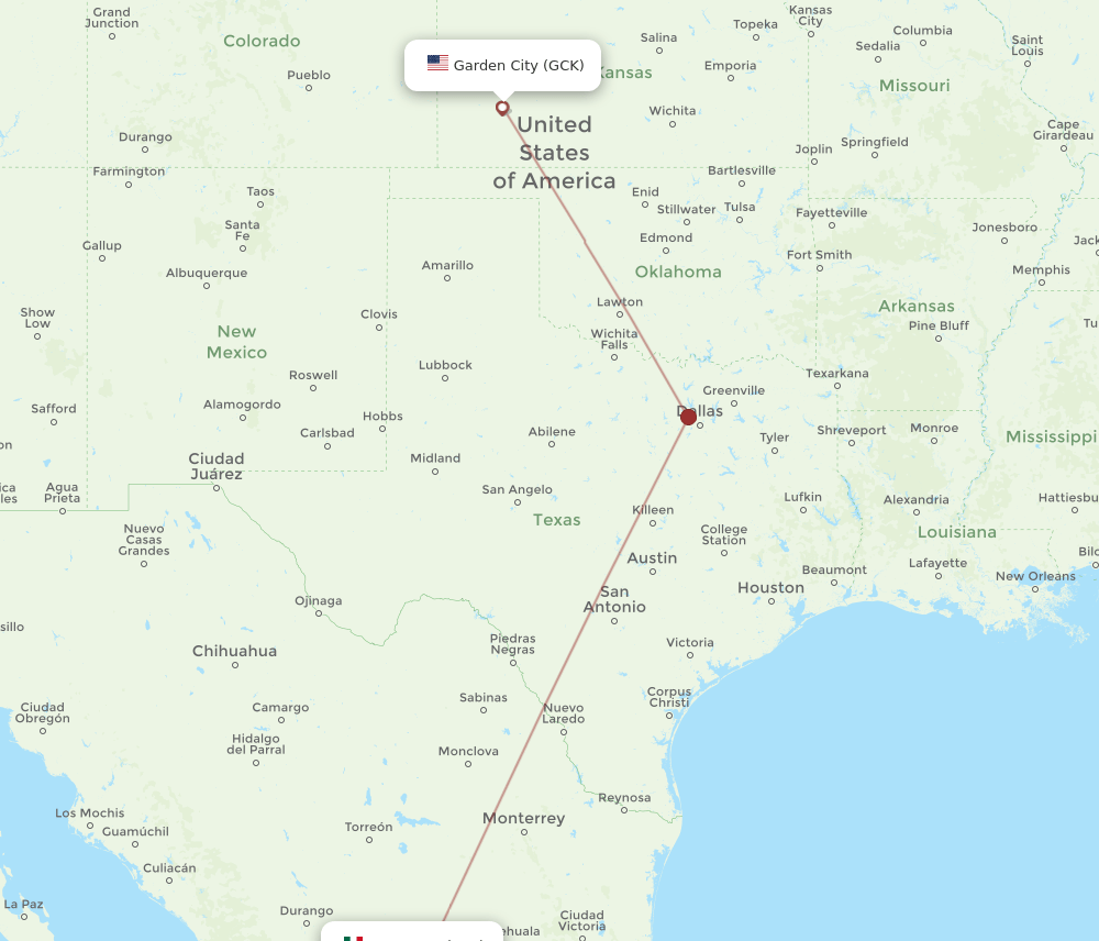 ZCL to GCK flights and routes map