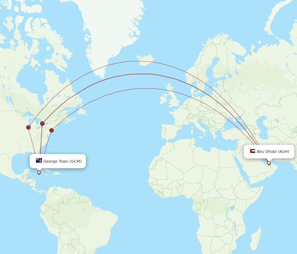 GCM to AUH flights and routes map