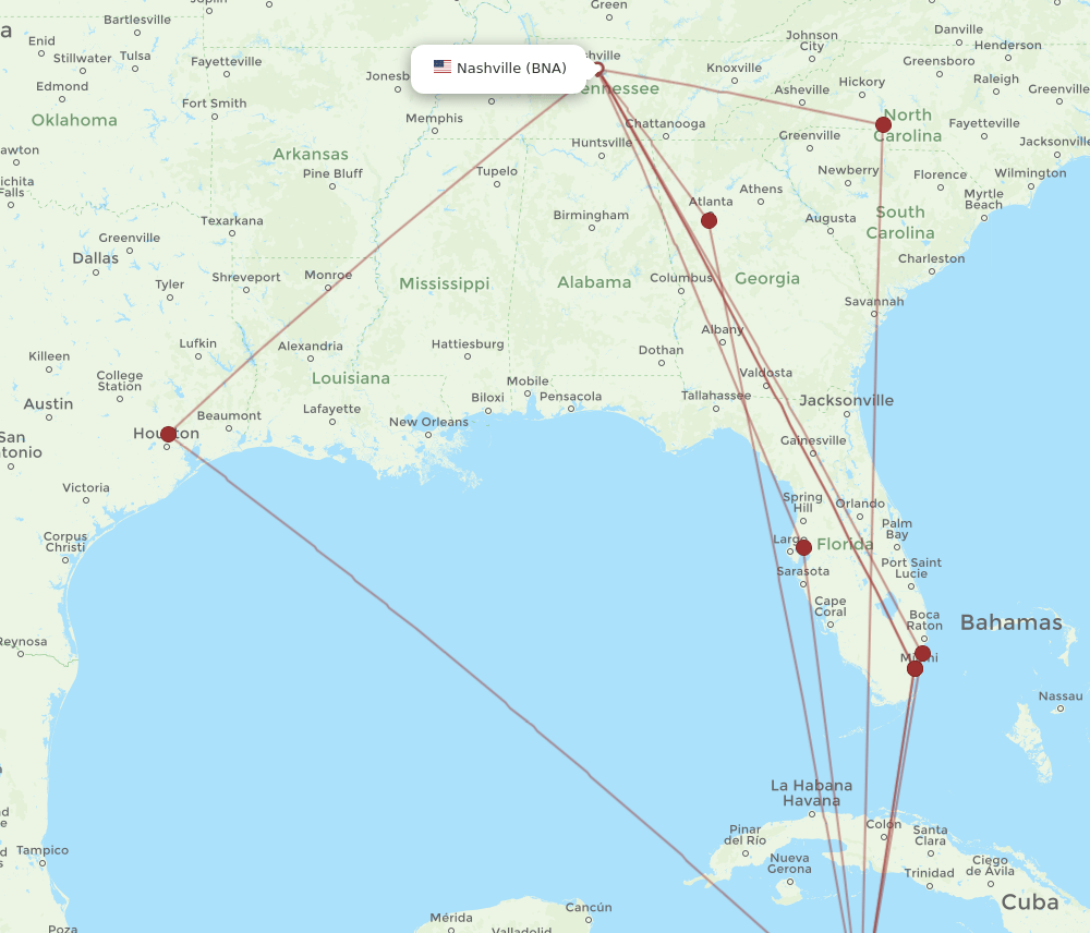 GCM-BNA flight routes