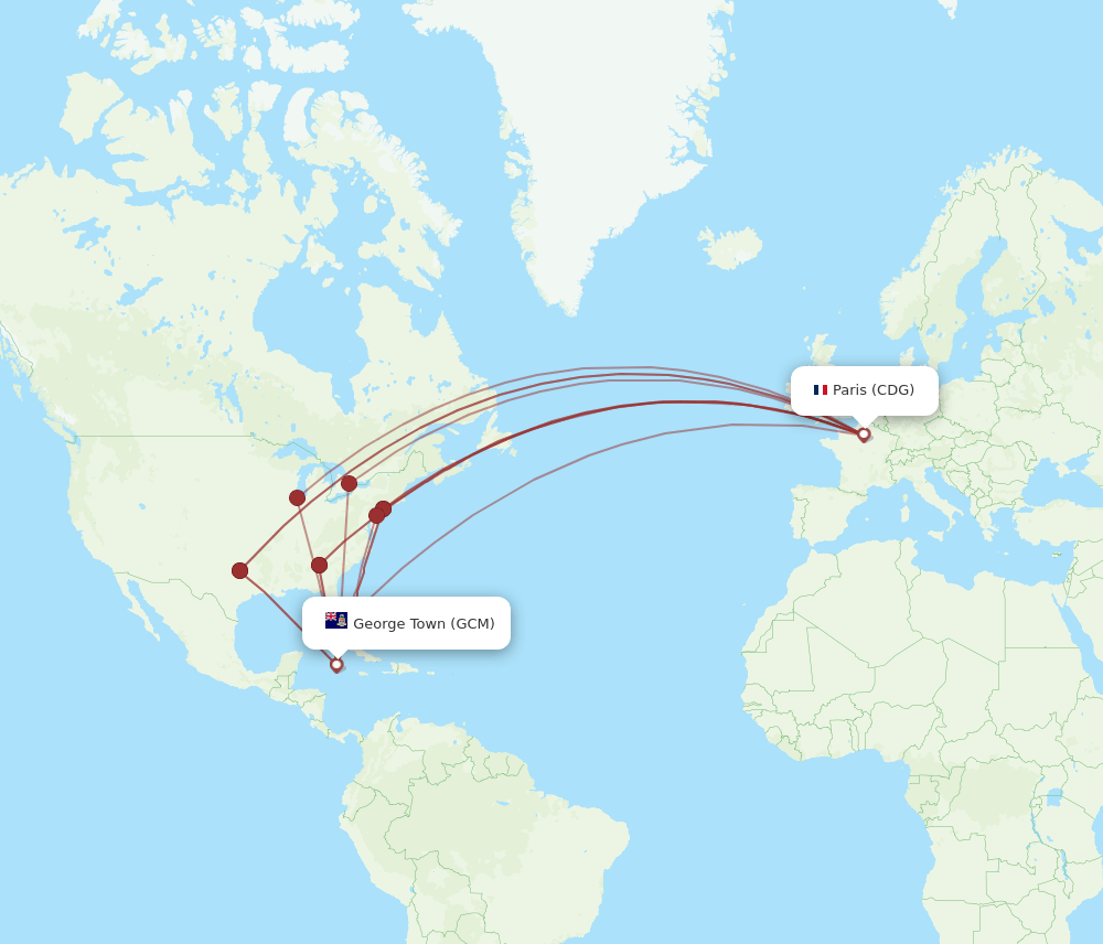 GCM-CDG flight routes
