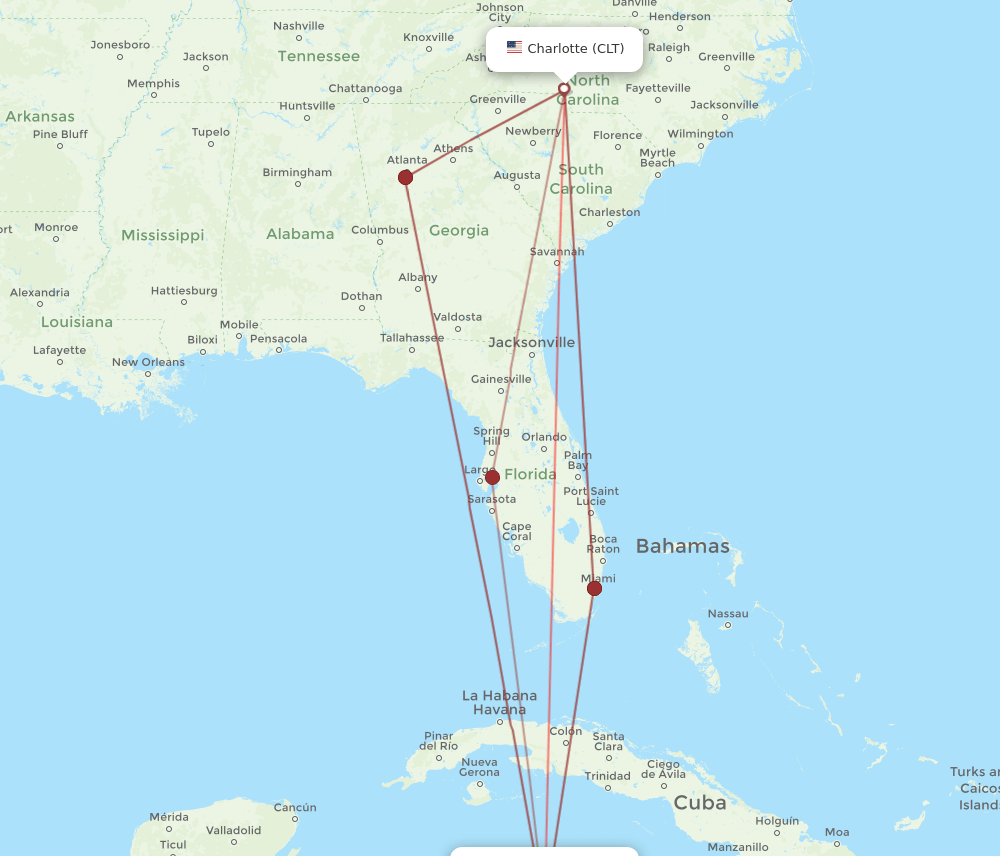 GCM-CLT flight routes