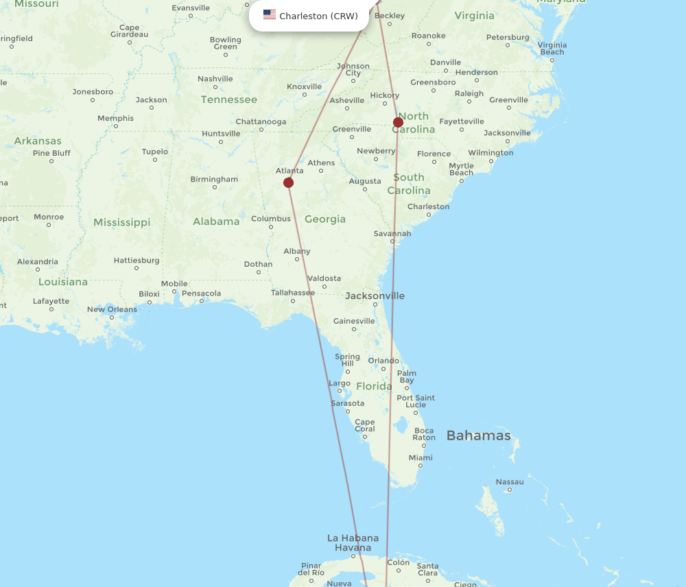 GCM to CRW flights and routes map