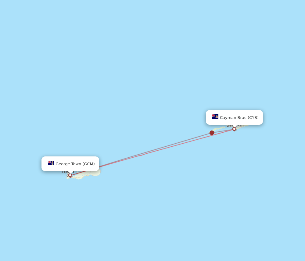 GCM to CYB flights and routes map
