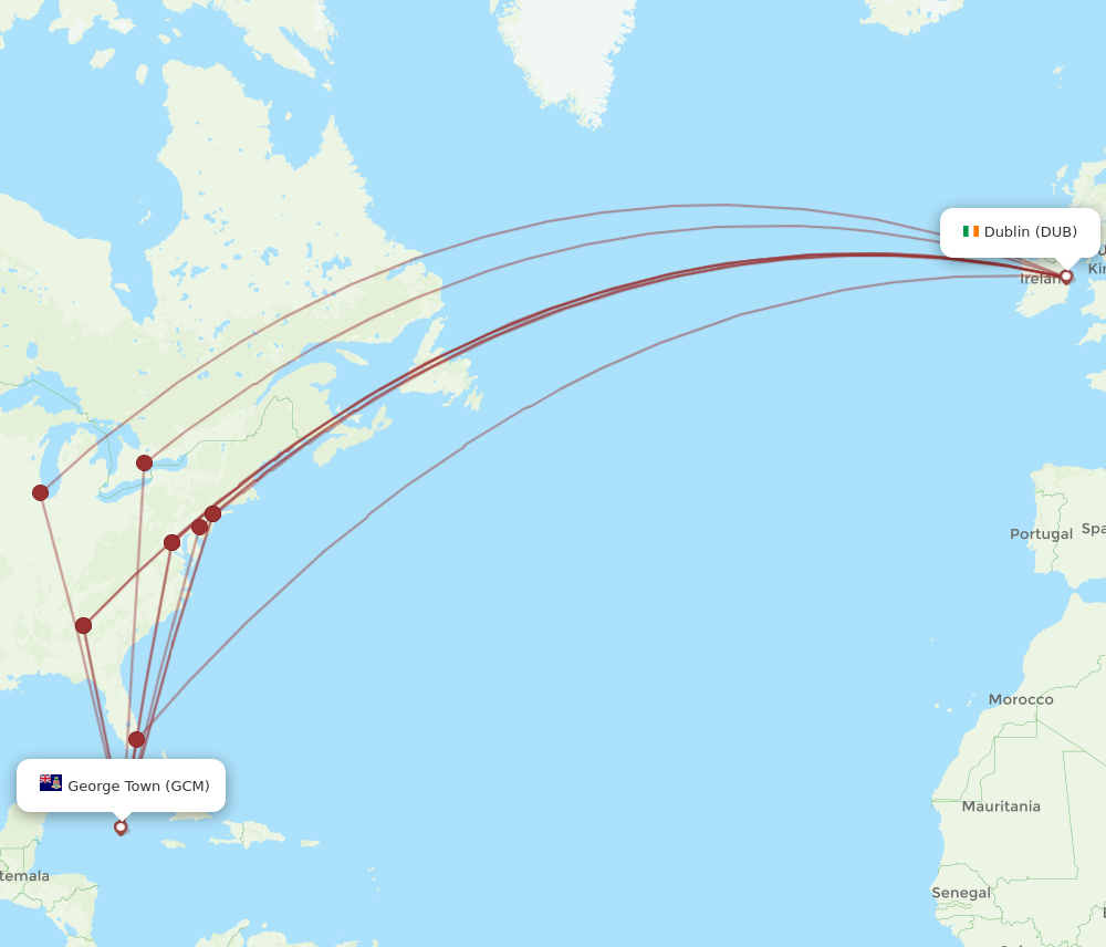 GCM to DUB flights and routes map