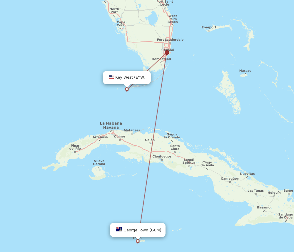 GCM to EYW flights and routes map