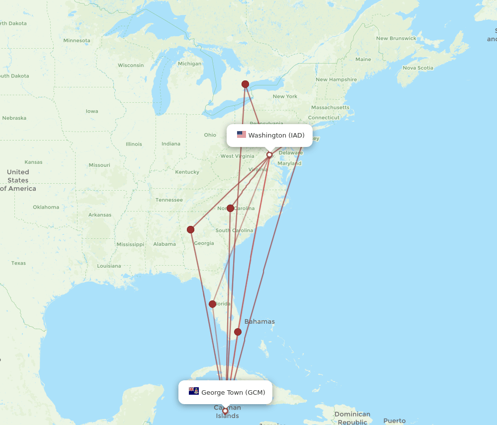 GCM-IAD flight routes