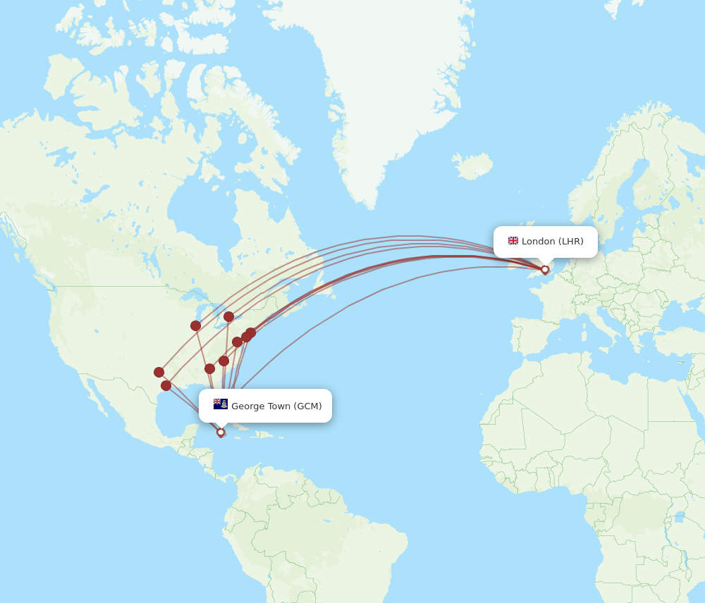 GCM-LHR flight routes
