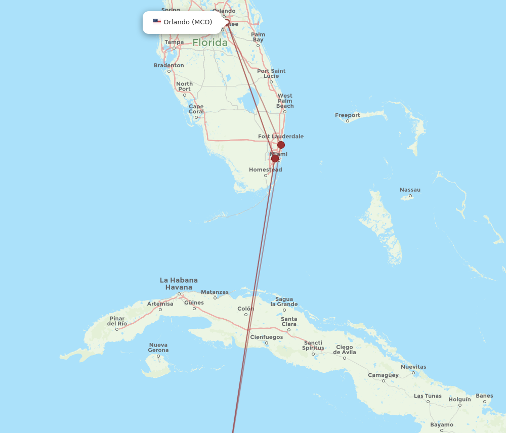 GCM to MCO flights and routes map