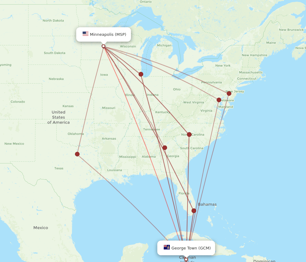 GCM-MSP flight routes