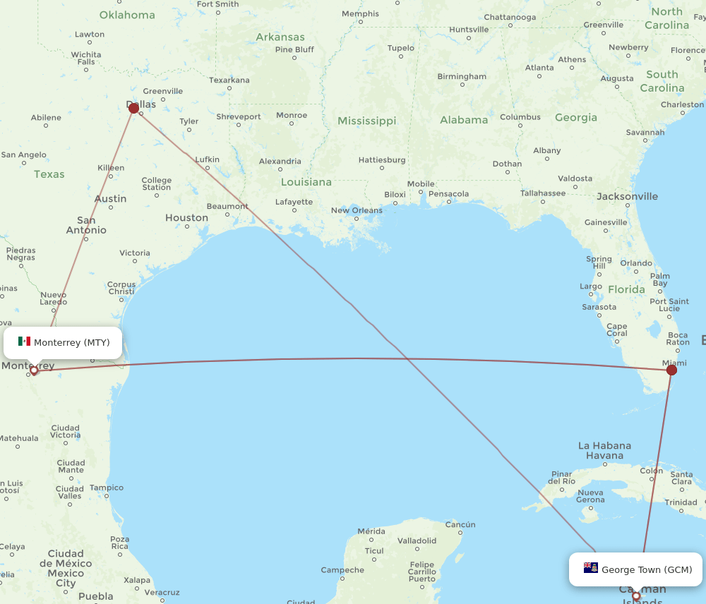GCM-MTY flight routes