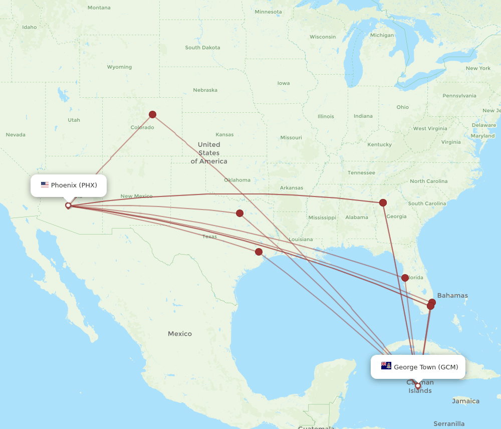 GCM-PHX flight routes