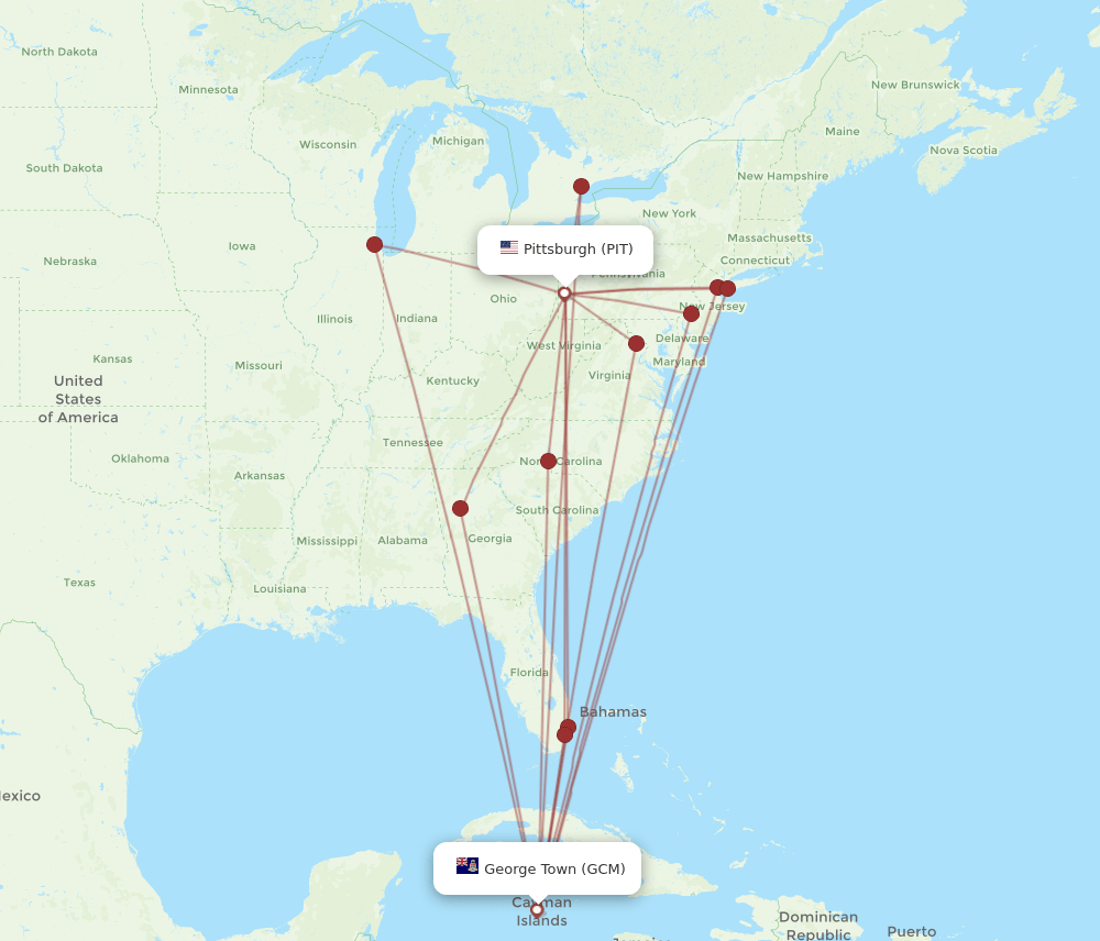 GCM-PIT flight routes