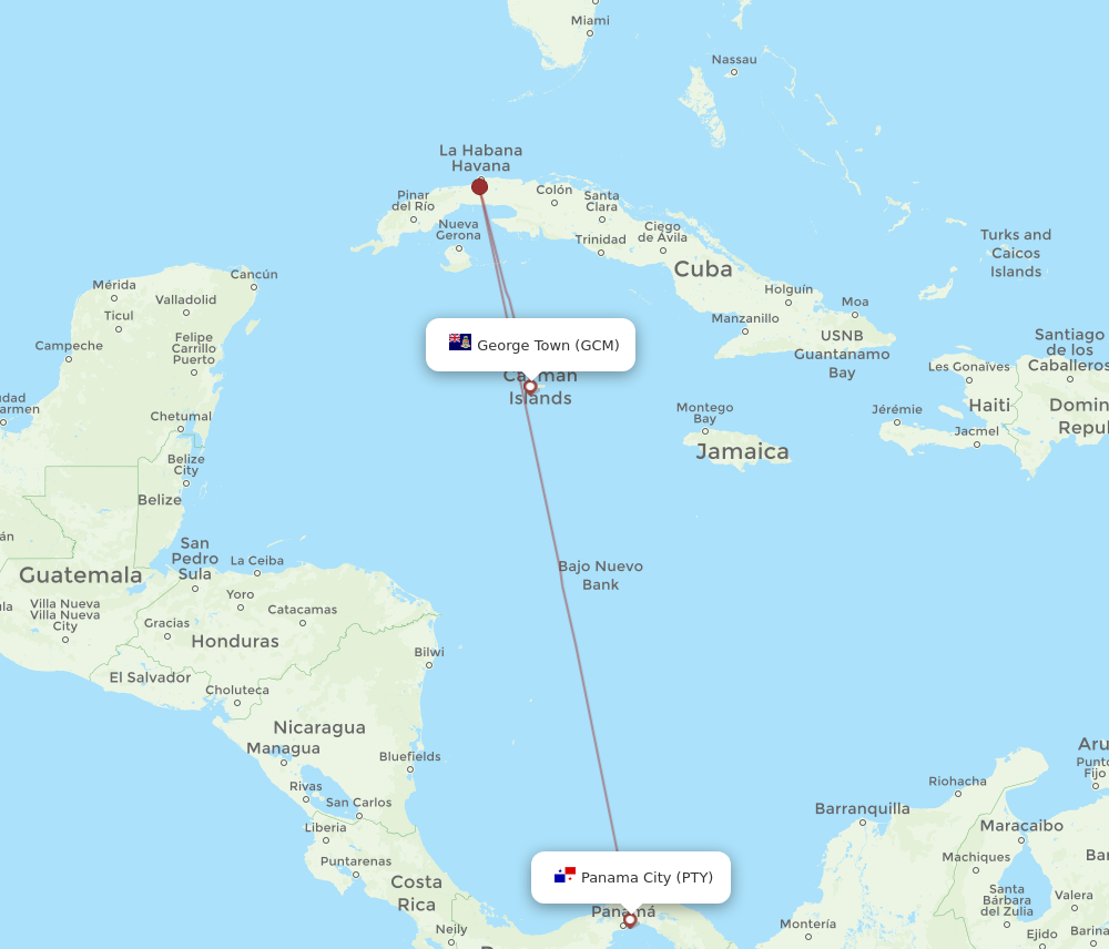 GCM to PTY flights and routes map