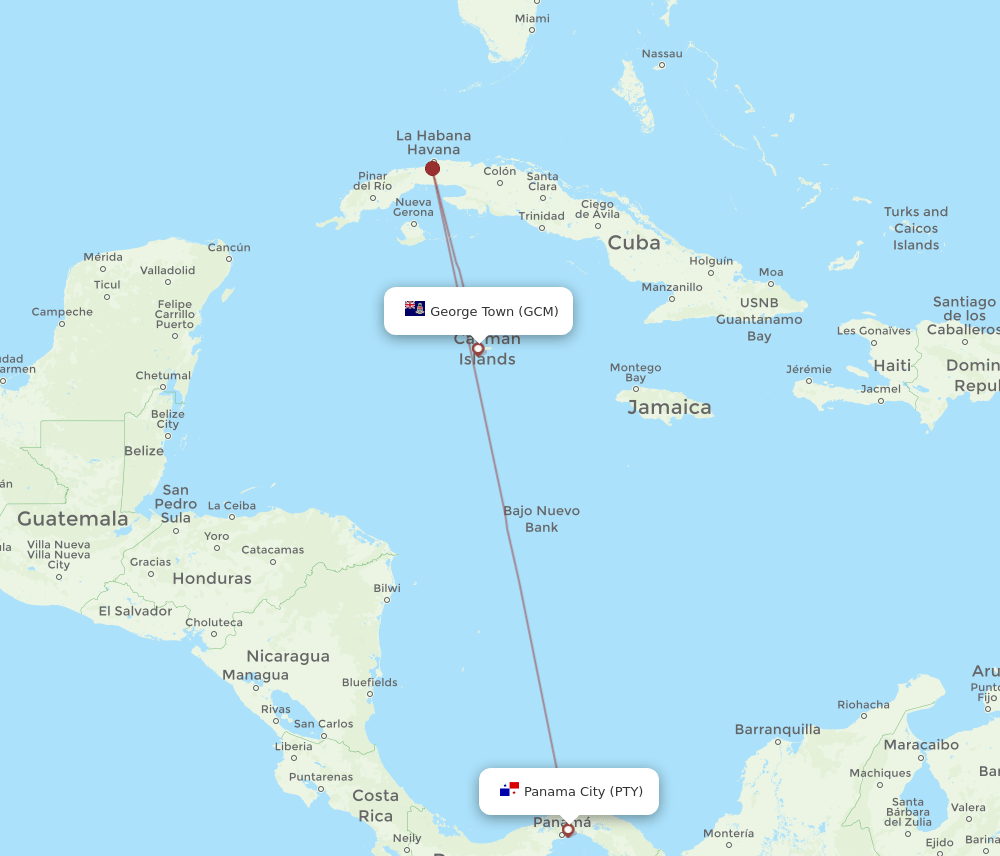 GCM-PTY flight routes