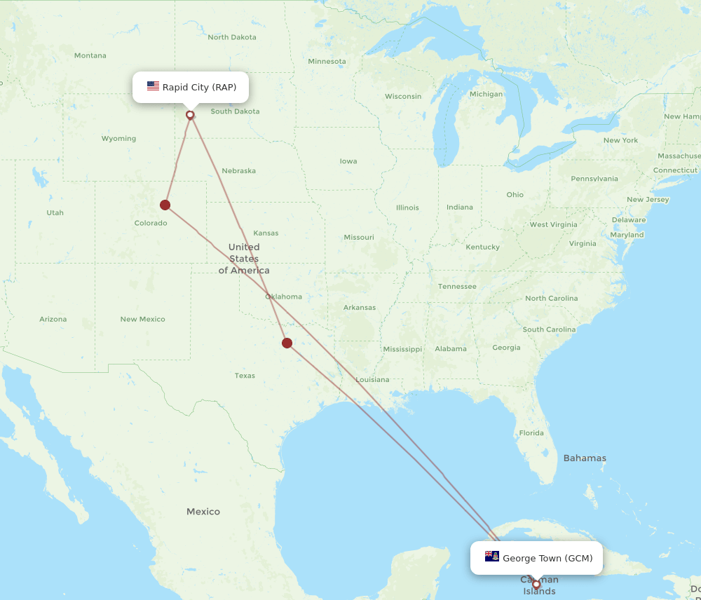 GCM to RAP flights and routes map