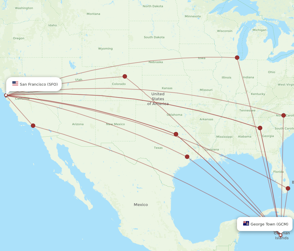 GCM-SFO flight routes