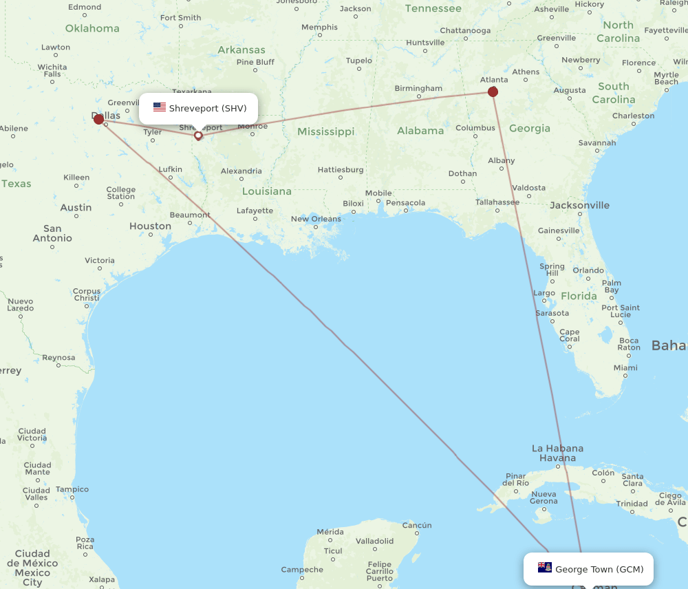 GCM-SHV flight routes